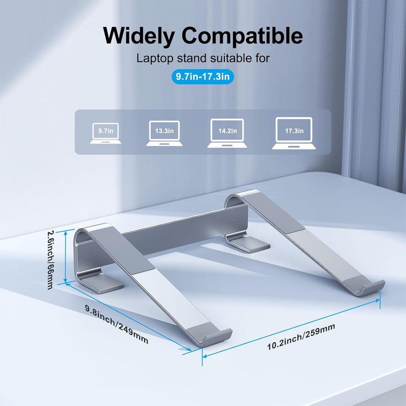 MOKURU Laptop Stand for Desk, Aluminum Laptop Riser, Ergonomic Computer Stand Compatible with for MacBook Pro/Air, Dell, HP, Lenovo, 10-17.3'' (Silver) - Image 5